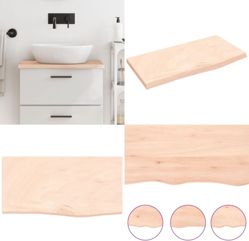 Waschtischplatte 60x30x2 cm Massivholz Unbehandelt - Massivholz Waschttischplatte - Eiche - Badrenovierung - Holz Platte...