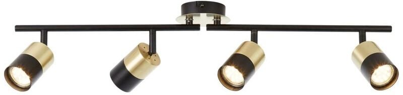 Lampe Maribel Spotrohr 4flg messing gebürstet/schwarz 4x PAR51, GU10, 5W, geeignet für Reflektorlampen (nicht enthalten)...
