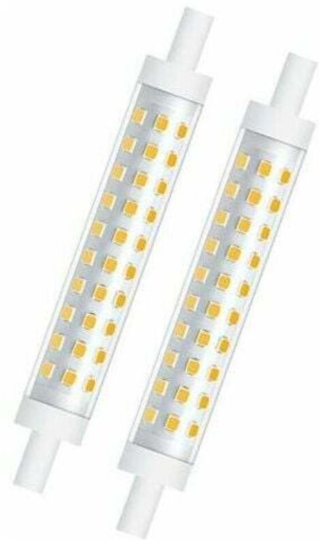 2er-Pack R7s 10W LED-Lampen, 118 mm, dimmbar, warmweiß 3000K, entspricht 100W Halogen, mit doppeltem linearen Reflektor,...