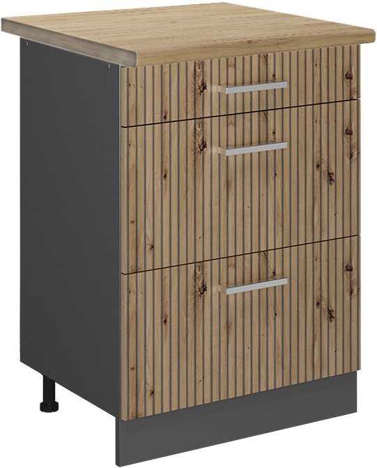 Vicco - Küchenunterschrank R-Line, Artisan-Eiche, 60 cm mit Schubladen, ap Eiche