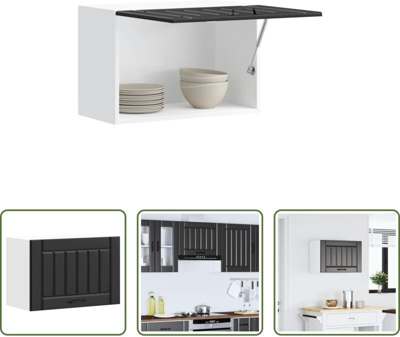 vidaXL Wandregal - Küchen-Hängeschrank Lucca Schwarz Holzwerkstoff