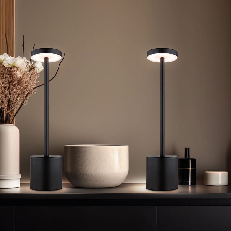 Tischlampe Wohnzimmerleuchte Leselampe Schreibtischlampe Tischleuchte Beistelllampe, Metall Kunststoff schwarz, Touchdim...