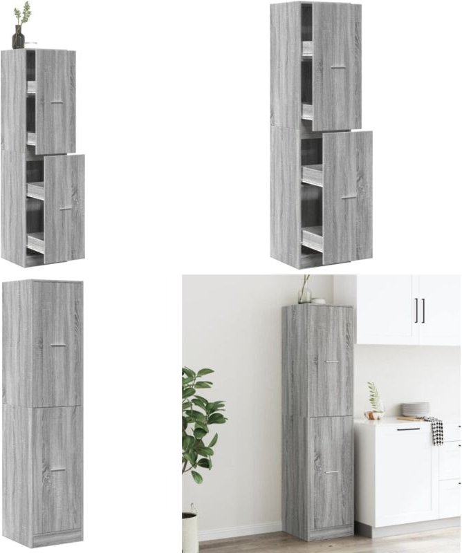 Apothekerschrank Grau Sonoma 40x41x174,5 cm Holzwerkstoff - Schrank - Holzwerkstoff