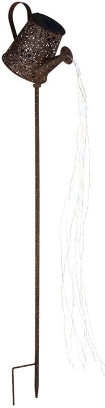 Solarleuchte Solarlampe Gießkanne Gartenleuchte Deko rostfarben Tageslicht led