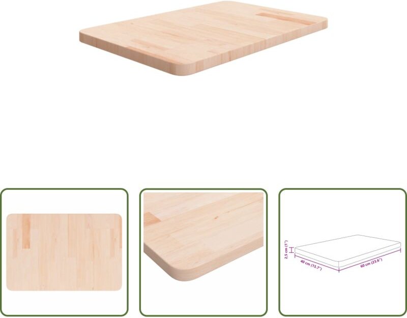 Eichenholz - Waschtischplatte 60x40x2,5 cm Massivholz Unbehandelt