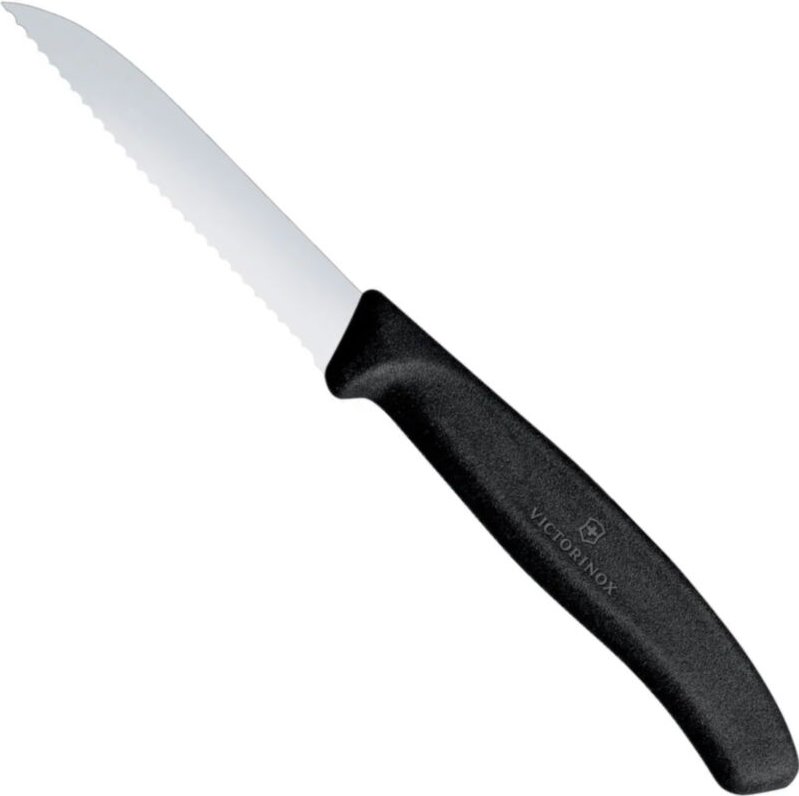 Schälmesser mit Wellenschliff, Länge 80/189 mm - schwarz