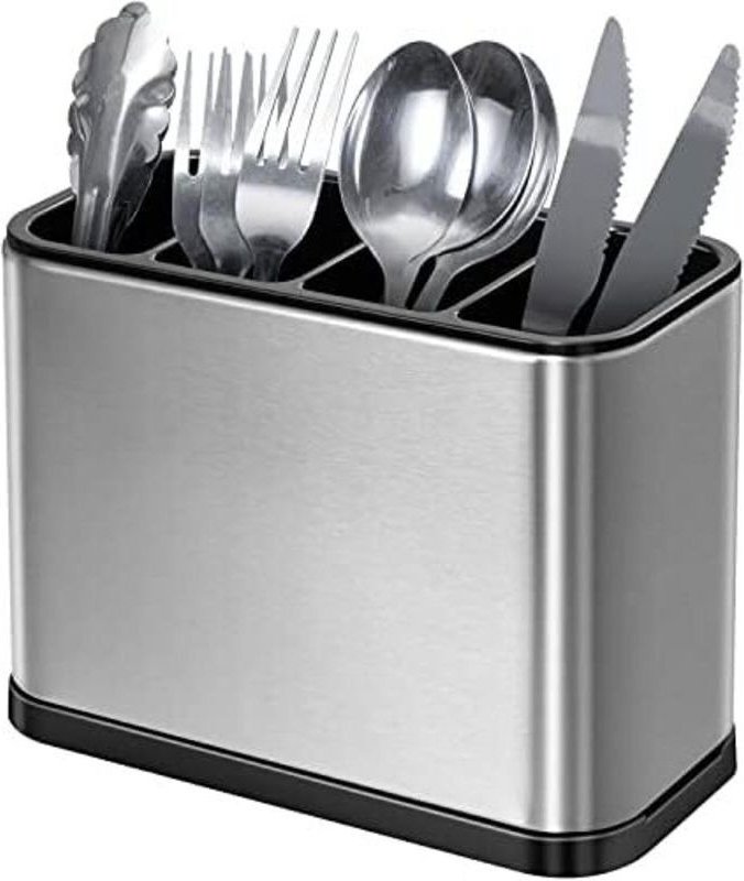 18 x 8,6 x 13 cm großer Besteckhalter mit 4 Fächern, multifunktionaler Aufbewahrungsorganizer für Küchenutensilien, ruts...