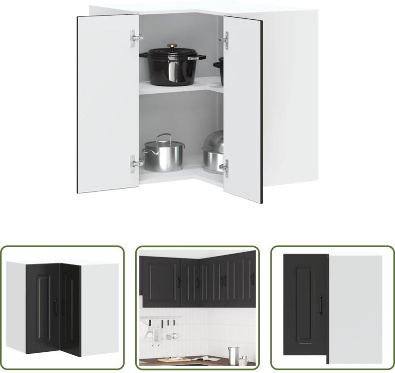 Holzwerkstoff - Küchen-Eckhängeschrank Kalmar Schwarz Holzwerkstoff