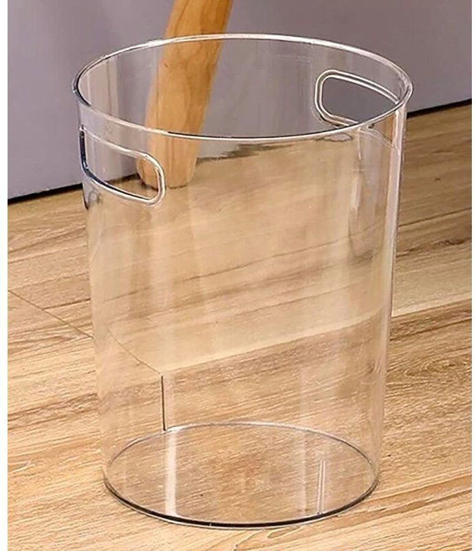 Transparenter Kunststoff-Abfalleimer – 22 x 19 cm – Minimalistisches und elegantes Design – Recyclingkorb für Büro, Zuha...