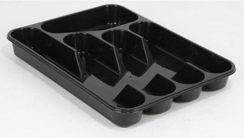 Buri - Besteckkasten schwarz Besteckeinteiler Besteckbox Besteckeinsatz 32,5x25x4cm Schubladeneinsatz Kunststoff