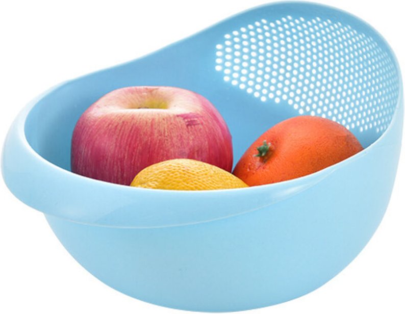 Reissieb, Kunststoff-Abtropfkorb mit Griff, Reisschüssel, Abtropfkorb für Spülbecken, Küchenhelfer, 1 Stück, Blau