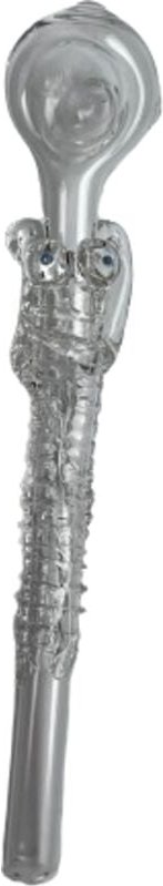 Glaspfeife 16 cm mit Maiden-Muster - Transparentes Glas