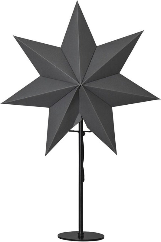 Star Trading - Papierstern-Tischleuchte ,Mixa', strombetrieben, E14 Fassung, Metallfuß, dunkles Grau, h 50cm