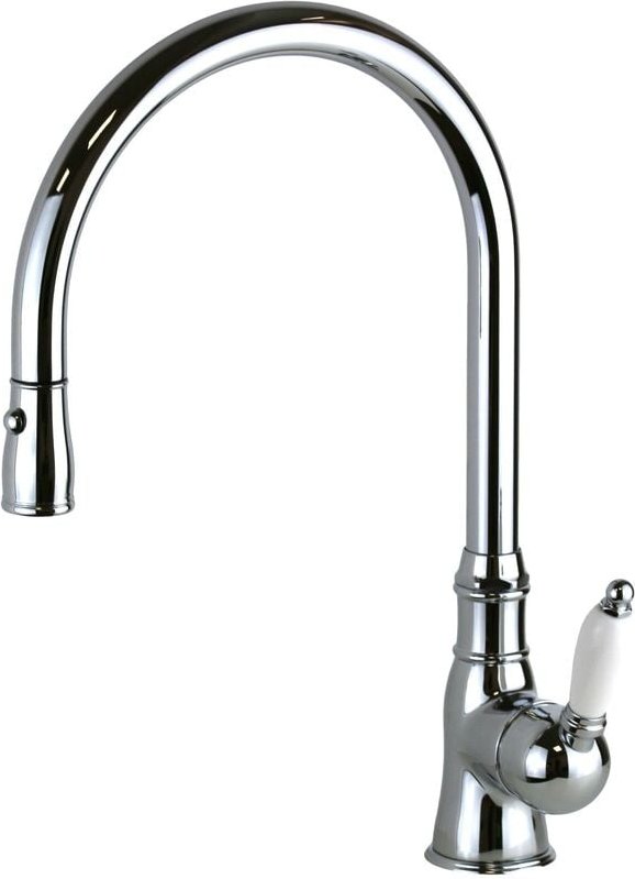 Küchenspülenmischer im Retro-Stil mit ausziehbarer Dusche aus verchromtem Messing Gattoni ORTA 0240/PCC0 Chrom