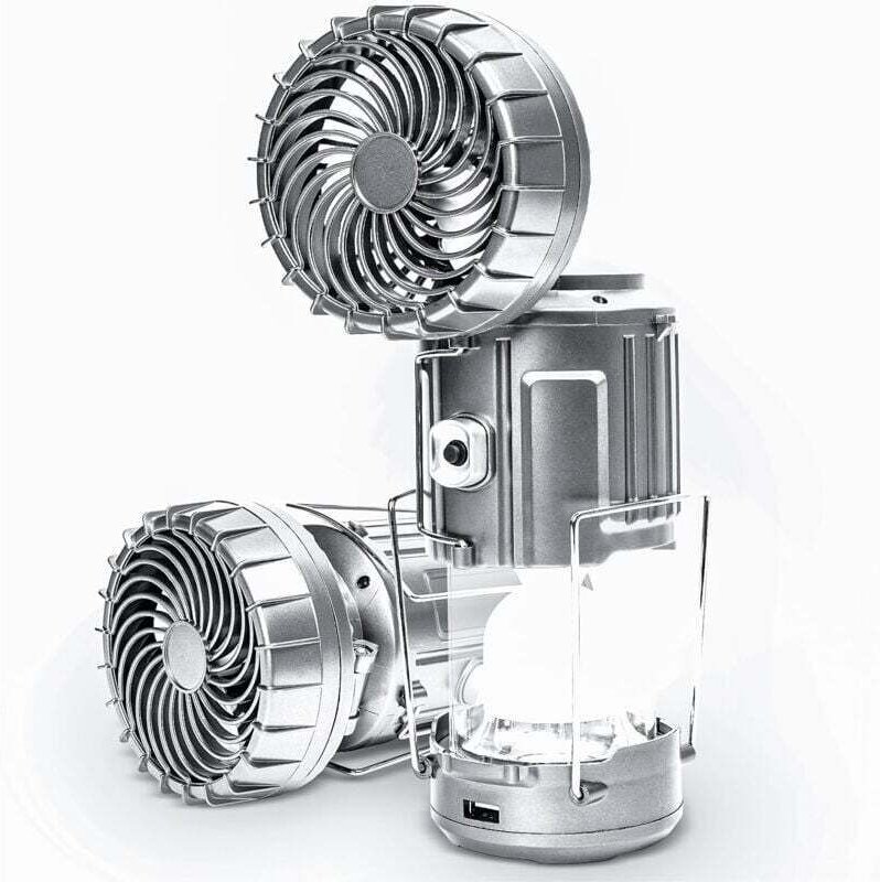 Ventilatore da campeggio con luce led, ventilatore portatile per tenda, luce led pieghevole, ricaricabile tramite usb, a...