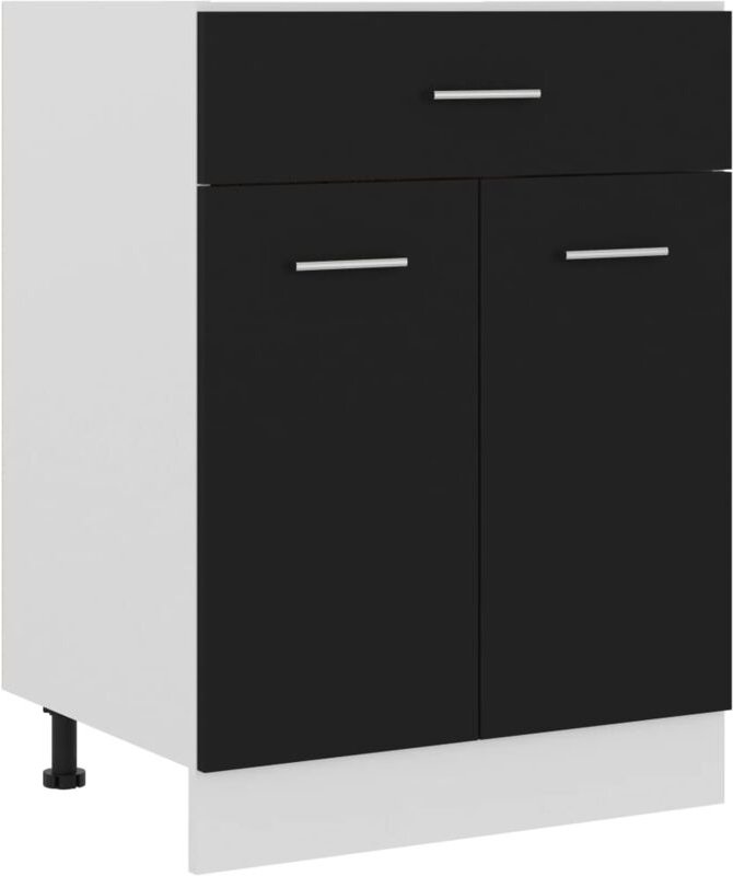 Schubunterschrank Schwarz 60x46x81,5 cm Holzwerkstoff - Vidaxl