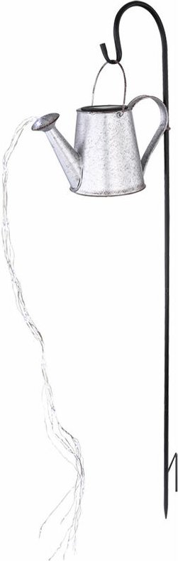 Led Solar Steck Leuchte Gießkanne silber-grau Außen Strahler schwarz Erdspieß Design Lampe Globo 33652