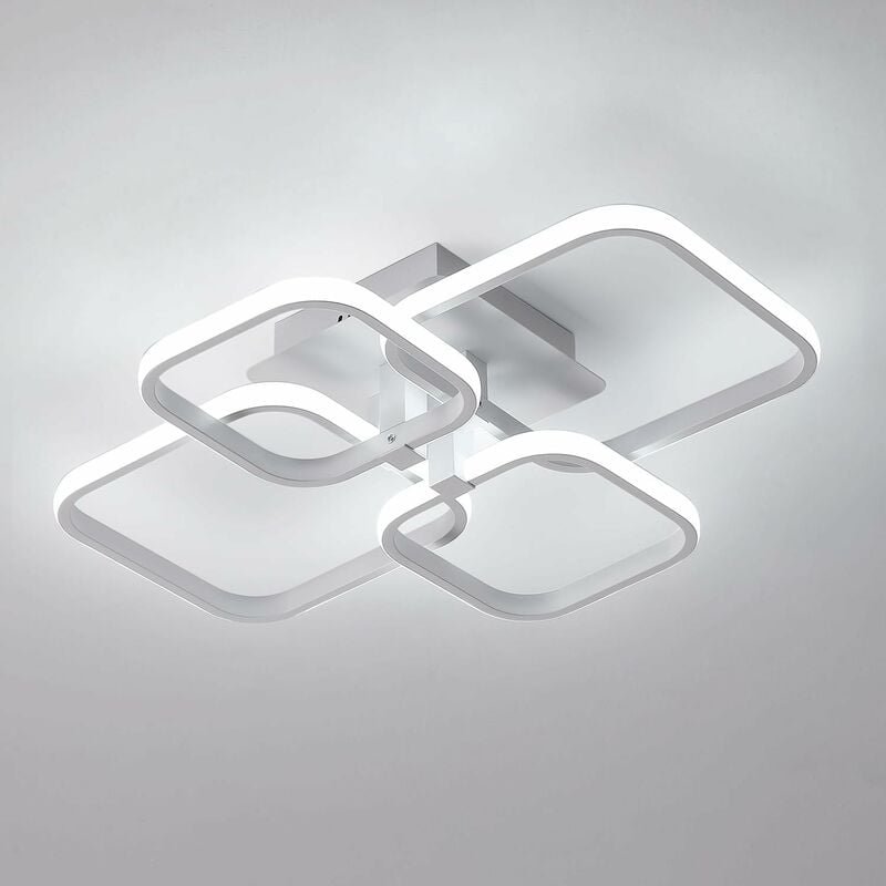 Thumbnail - Moderne led Deckenleuchte für Wohnzimmer, Schlafzimmer, Flur, Büro (4 Weiße Quadrate, 60W, Weißes Licht 6500K) - Comely