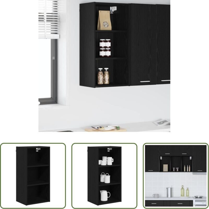 Holzschrank - Hängeschrank Schwarz Eichen-Optik 40 x 29,5 x 80 cm