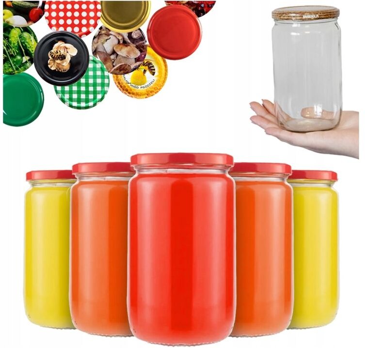 48x FRANKO Glas 720ml Marmelade, Honig, Konfitüre, Gurke + Deckel 82