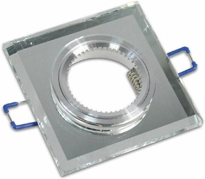 Trade Shop Traesio - Trade Shop - quadratischer einbaustrahlerhalter aus glas, loch mit spiegeleffekt, 60 mm, silber P18...
