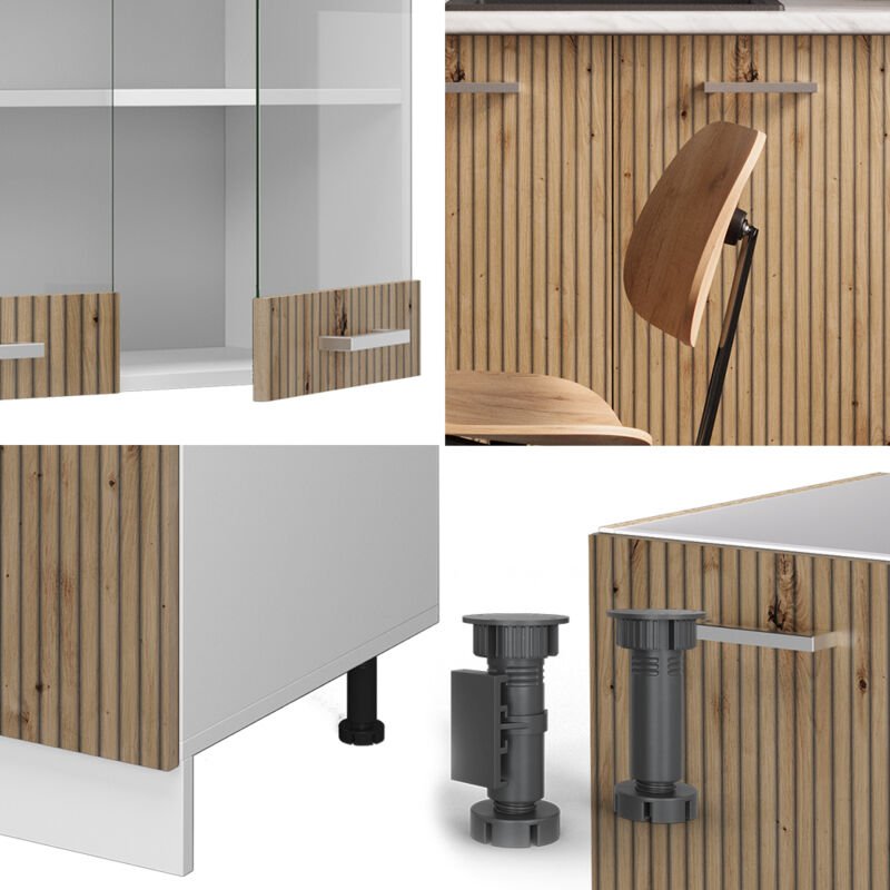 Vicco - Singleküche R-Line, Artisan Eiche/Weiß, 140 cm ohne Arbeitsplatte