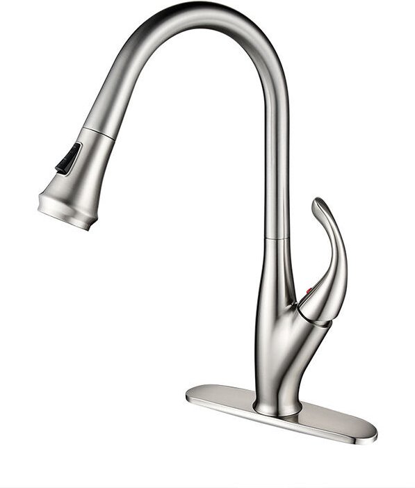 Küchenarmatur mit Ausziehbrause, 2 Strahlarten, Spültischarmatur mit Ausziehbrause, 360° schwenkbarem Auslauf, Messing