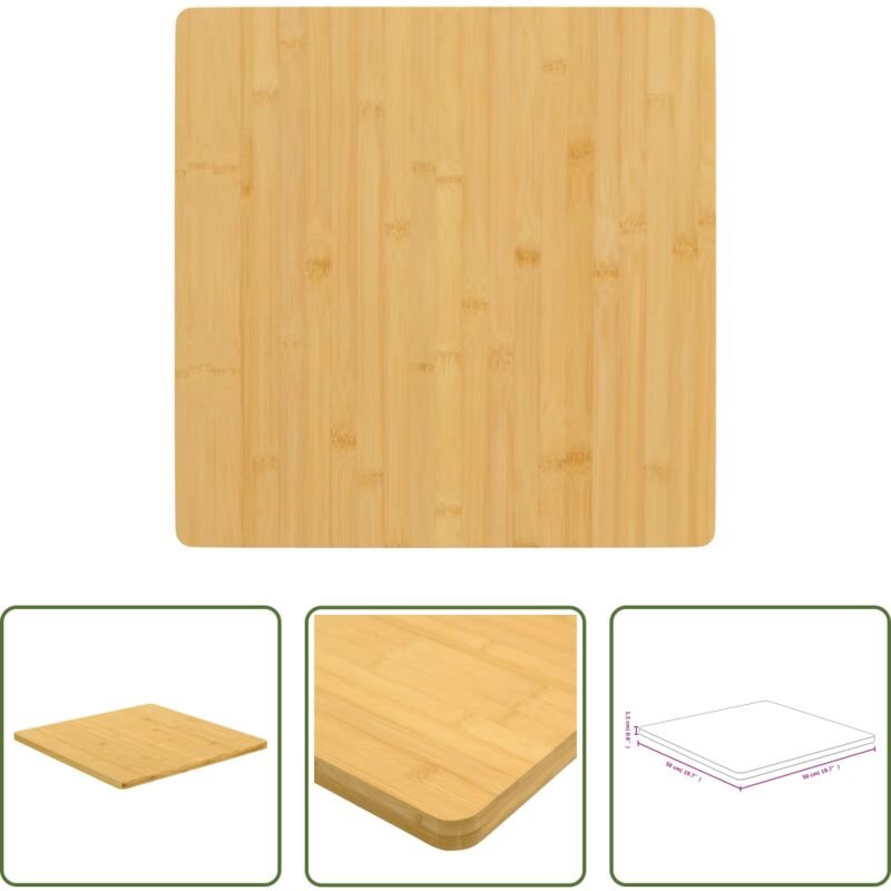vidaXL Tischplatte für Couchtisch - Tischplatte 50x50x1,5 cm Bambus
