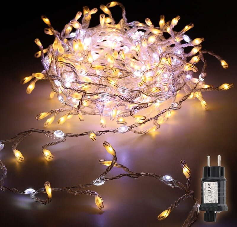 LED Lichterkette Außen Warmweiß & Kaltweiß Lichterkette Weihnachtsbaum 14 Modi, 5m 300 LED Weihnachtsbeleuchtung Weihnac...