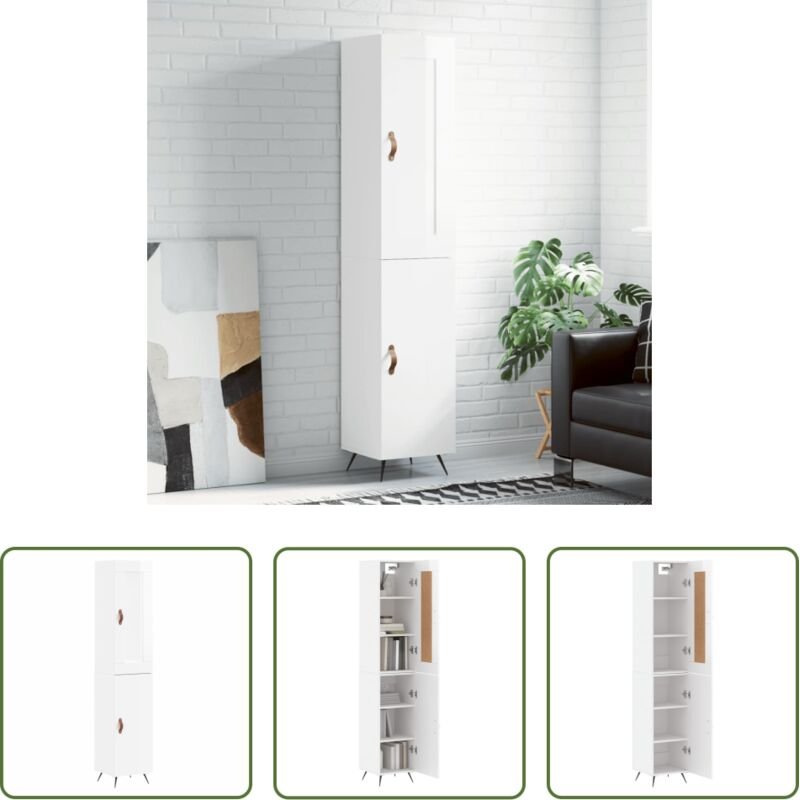 vidaXL Hochschrank - Highboard Hochglanz-Weiß 34,5x34x180 cm Holzwerkstoff
