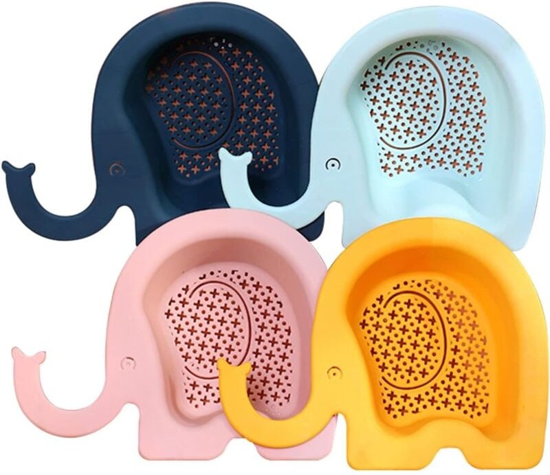 4 Stück Küchenspüle, Abflusskorb, Elefanten-Sieb für Spüle, Abflusskorb, Mehrzweck-Abtropfkorb für Obst und Gemüse