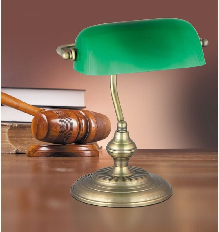 Klassische Bankerlampe mit grünem Schirm, bronze E27 Bank 4038 Rabalux