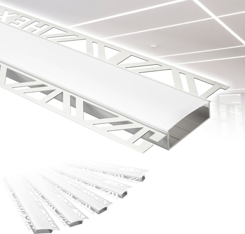 Led Trockenbauprofil 2m Aluminium Profil Unterputz Lichtleiste für LED-Streifen inkl. Abdeckung: aled 4 - 40mm Leuchtbre...