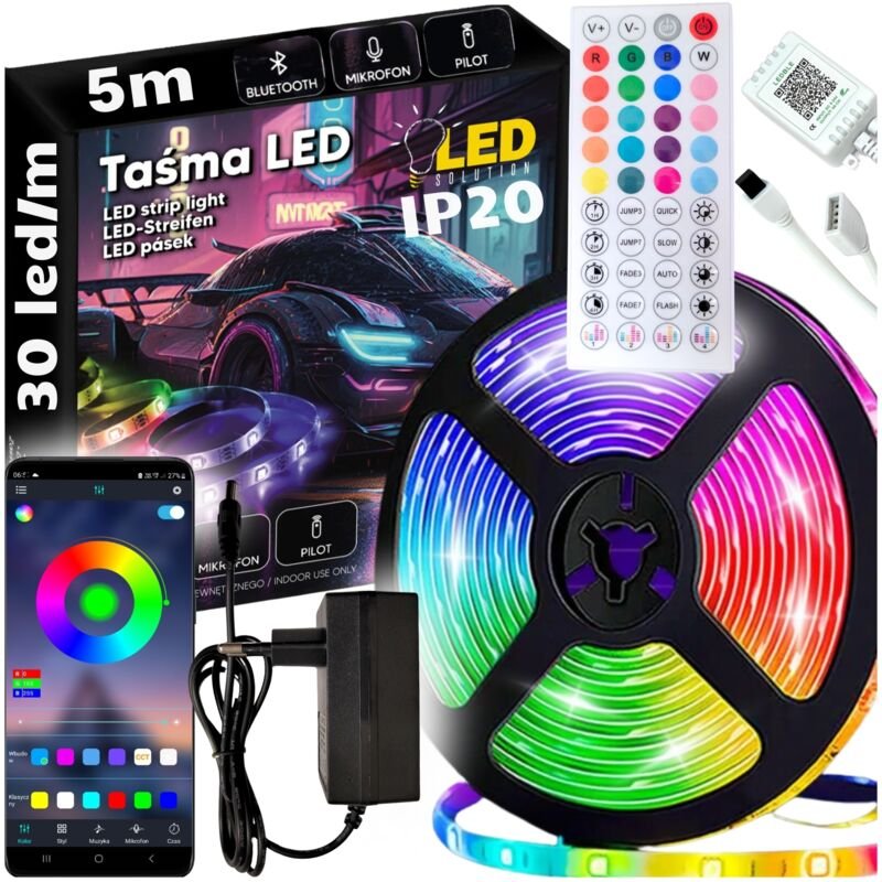 RGB LED Streifen 5m 150 LED Neonlichter Musiksteuerung Fernbedienung App