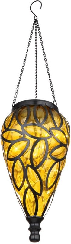 Led Solarlaterne Hängeleuchte, Lampenschirm amber, Höhe 50cm