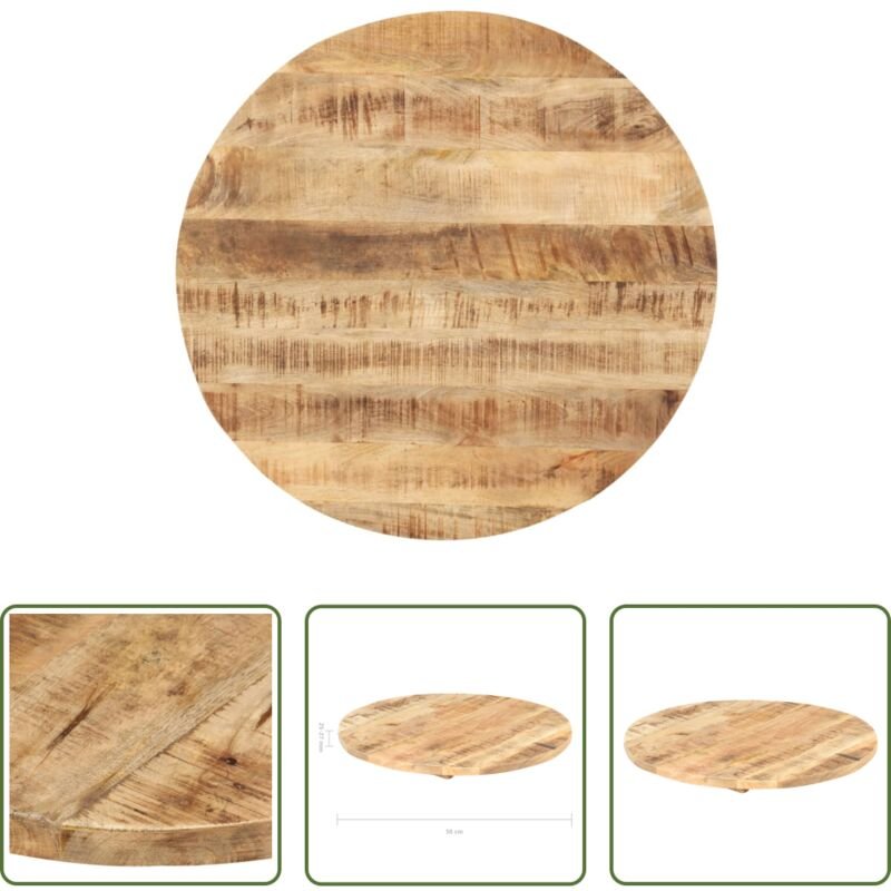 Massivholz Tischplatte - Tischplatte Massivholz Mango Rund 25-27 mm 50 cm