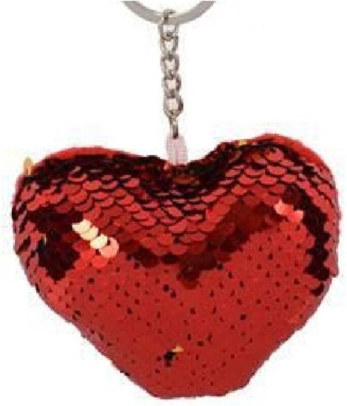 Trade Shop Traesio - Trade Shop - set 2 zweifarbige pailletten-herz-schlüsselanhänger 7,5 cm valentinstag geschenk 2 far...