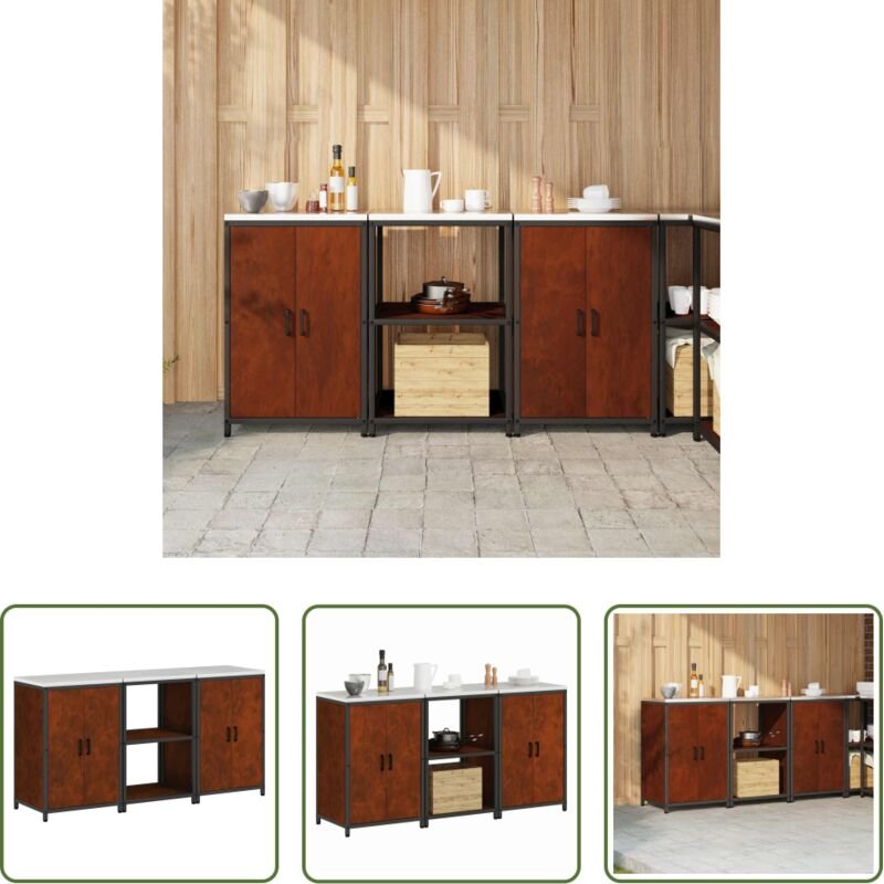 vidaXL Industriestil - Aufbewahrungsset für die Küche 3 pcs Rostig Wetterfeststahl