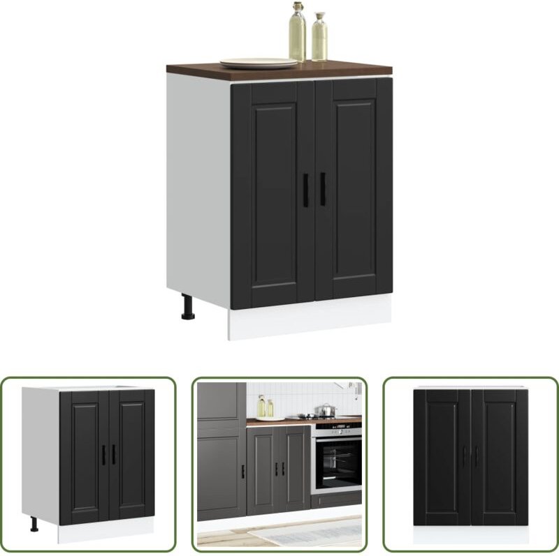 vidaXL Stauraum - Küchenunterschrank Porto Schwarz Holzwerkstoff