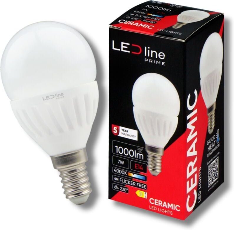 LED-Linie PRIME-Glühbirne E14 7W 4000K 1000lm 170-250V BALL G45