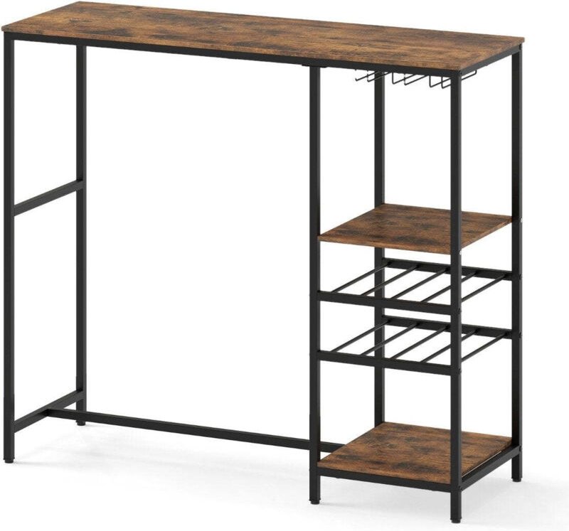 Küchenbartisch mit Regalen, Weinregalen, Glashaltern