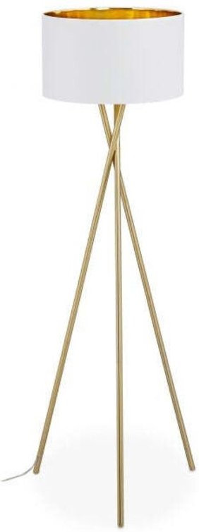 Dreibeinige stehleuchte in wei und gold