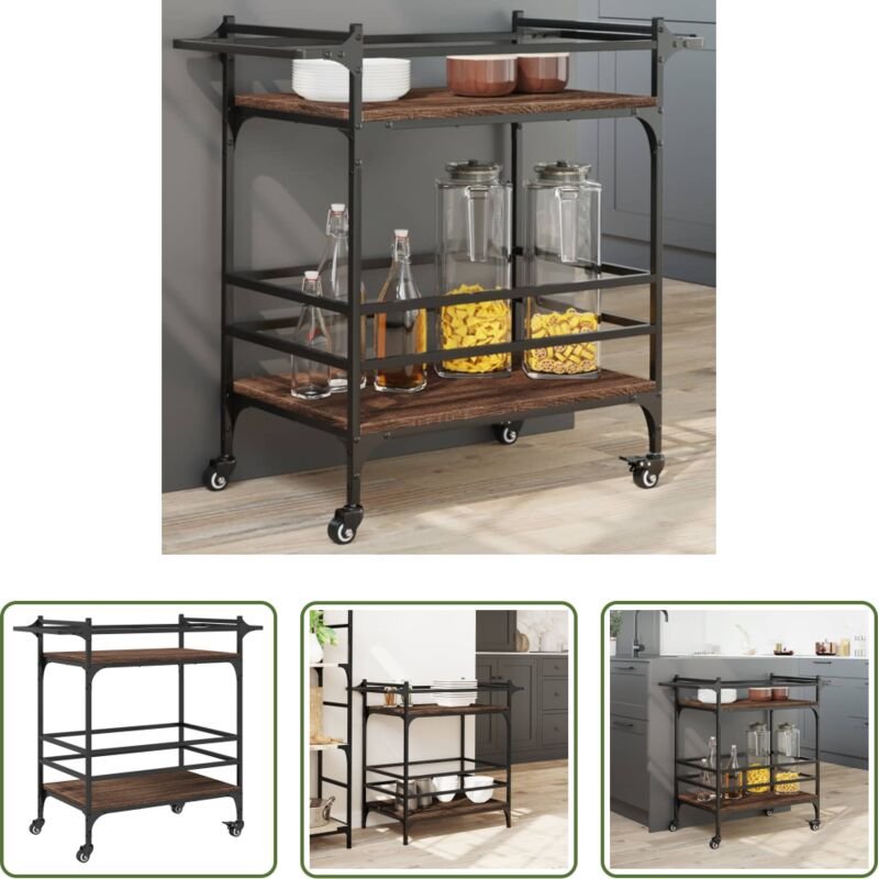 vidaXL Stauraum - Küchenwagen Braun Eichen-Optik 82x40x78,5 cm Holzwerkstoff