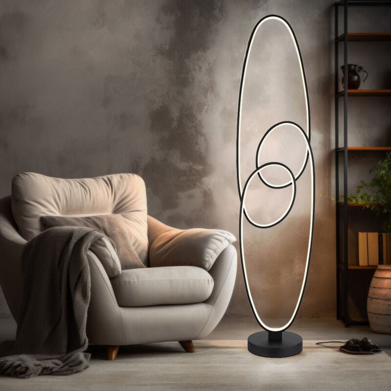 Led Stehleuchte schwarz Standlampe Alu Designleuchte cct Wohnzimmerlampe stehend, Memoryfunktion, 39W 1890Lm warm-kaltwe...