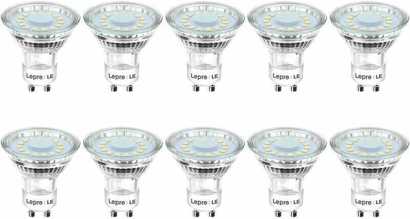 GU10 4W LED-Lampen, entspricht 50W Halogenlampen, 5000K kaltweißes Licht, 325lm Helligkeit mit einem breiten Abstrahlwin...