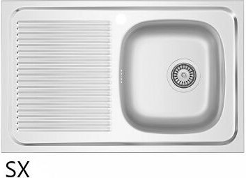 Aufsatzspüle aus Edelstahl 80x50 cm mit Abtropffläche links