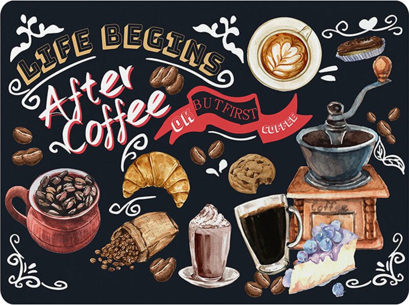 Geschirrtrockenmatte mit Vintage-Kaffee-Muster, rutschfeste, saugfähige Gummi-Geschirrmatte, Küchen-Platzset, perfektes ...