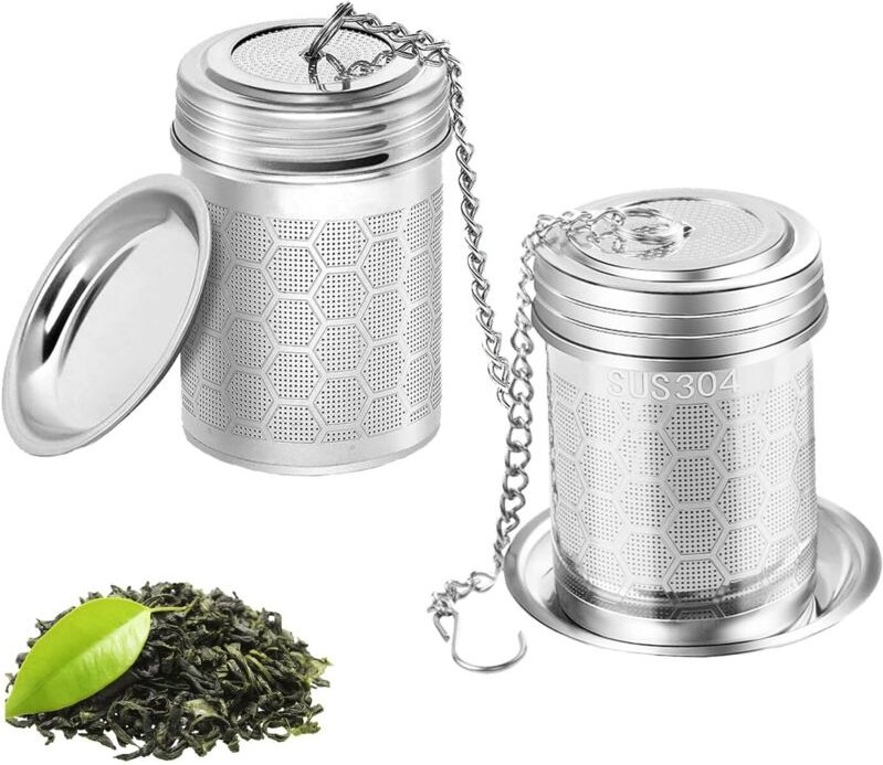 2-teiliges Tee-Ei-Set aus Edelstahl, Tee-Eier aus Netzgewebe für Gewürze und Teebeutel, mit Kette für Becher/Tasse/Teeka...