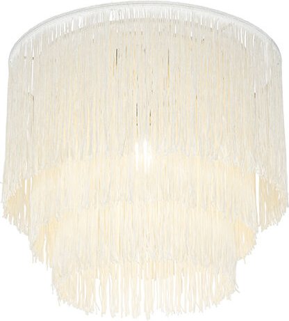 Orientalische Deckenleuchte Gold cremefarbener Schirm mit Fransen - Franxa