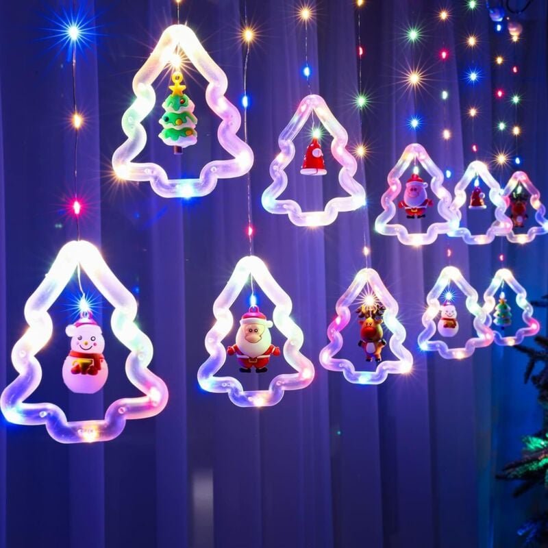 Weihnachtslichterkette, 3 m lange Baumlichterkette mit 10 süßen DIY-Weihnachtsdekorationen, blinkende Lichterkette für d...